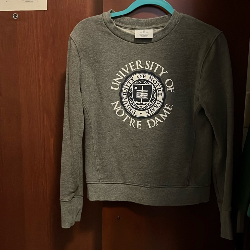 XS Notre Dame Fighting Irish Sweater Womens Gray Crew Neck Champion College